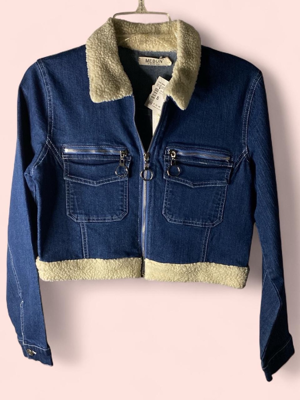 Size SmallMebon Blue Denim Sherpa-Lined Jacket